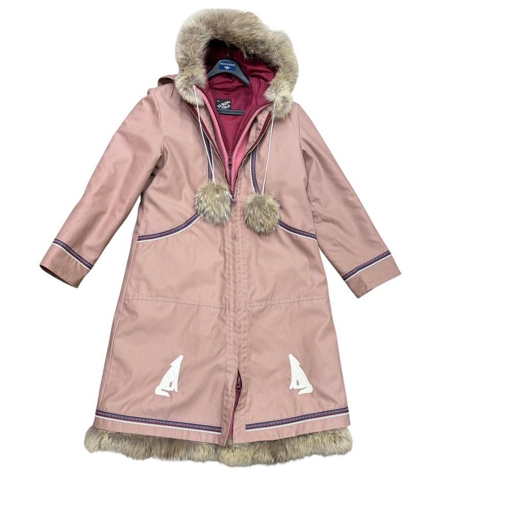 Original Yukon Parka Vintage Pink Fur Trim Wolf Wool w/outer shell